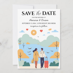 Invitation voyage destination mariage enregistrer la date
