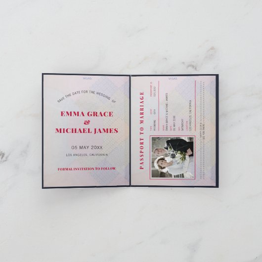 Invitation Voyage Destination Passeport Mariage Enregistrer l (Intérieur)