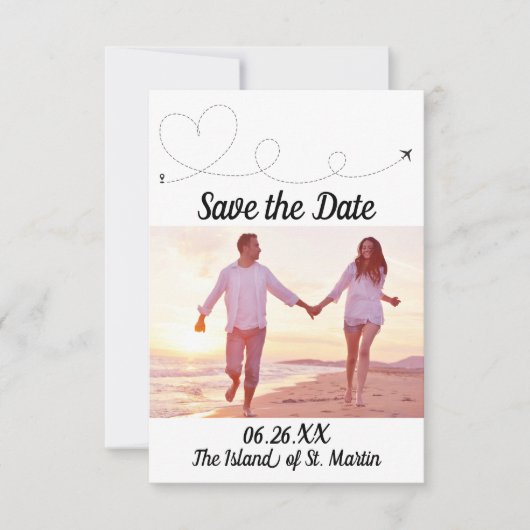 Invitation Voyage en avion - 3x5 Enregistrer la date Invitati (Devant)