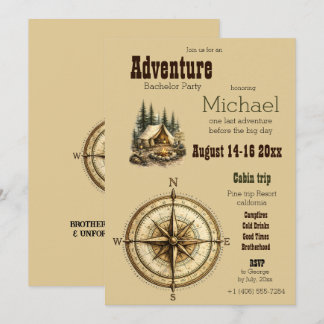 Invitation Voyage en cabane d'aventure Enterrement de vie de