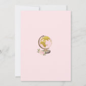 Invitation Voyage fille Baby shower rose or or aventure flora (Dos)