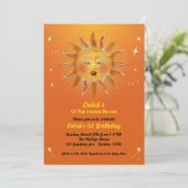 Invitation Voyage orange jaune autour du soleil 1er anniversa (Debout devant)