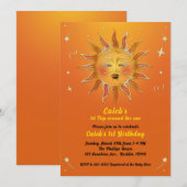 Invitation Voyage orange jaune autour du soleil 1er anniversa (Devant / Derrière)