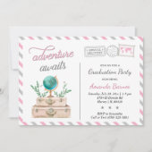 Invitation Voyage Suitcase Graduation Party Aventure Attend (Devant)
