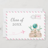 Invitation Voyage Suitcase Graduation Party Aventure Attend (Dos)