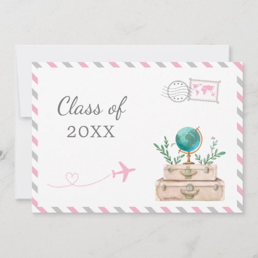 Invitation Voyage Suitcase Graduation Party Aventure Attend (Dos)