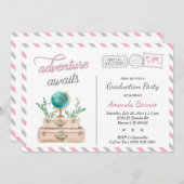 Invitation Voyage Suitcase Graduation Party Aventure Attend (Devant / Derrière)
