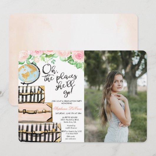 Invitation Voyage Thématique Graduation Party Photo Invitatio (Devant / Derrière)