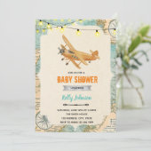 Invitation Voyager avion douche d'anniversaire (Debout devant)