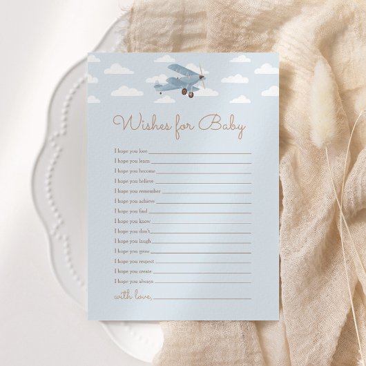 Invitation Voyager Baby shower d'avion des souhaits pour bébé