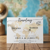 Invitation Voyager de Engagé à Marié Gold Map Mariage