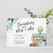 Invitation Voyager de Miss à Mme Floral Fête de l'mariée (Debout devant)