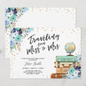 Invitation Voyager de Miss à Mme Floral Fête de l'mariée (Devant / Derrière)