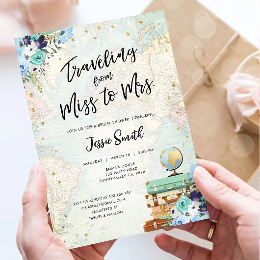 Invitation Voyager de Mlle à Mme Aventure Fête des mariées