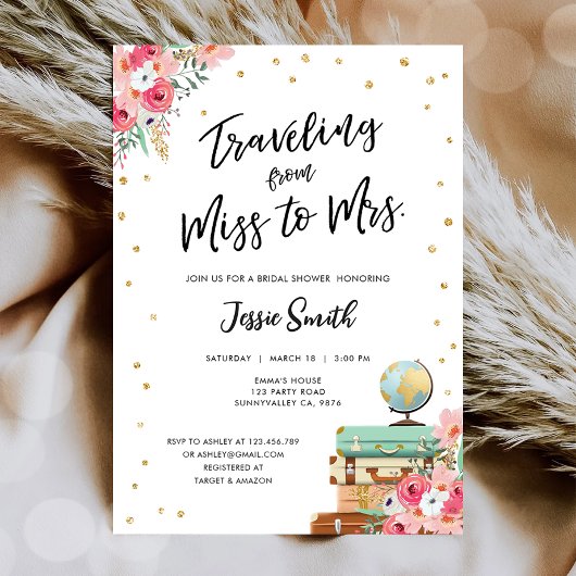 Invitation Voyager de Mlle à Mme Aventure Fête des mariées