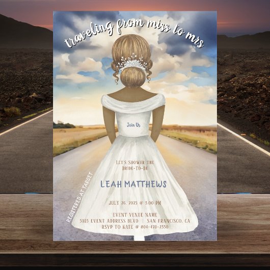 Invitation Voyager de Mlle à Mme Fête des mariées