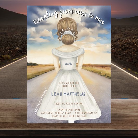 Invitation Voyager de Mlle à Mme Fête des mariées