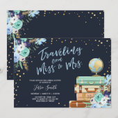 Invitation Voyager de Mlle à Mme Floral Fête des mariées (Devant / Derrière)