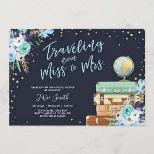 Invitation Voyager de Mlle à Mme Floral Fête des mariées