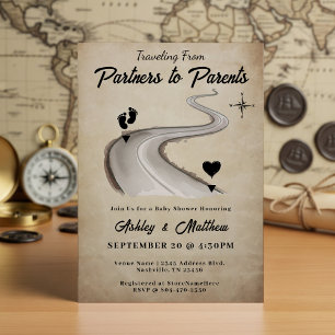 Invitation Voyager de Partenaires au Baby shower Parents