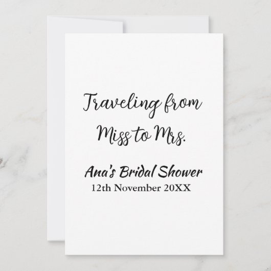 Invitation Voyager douche nuptiale ajouter nom date de manque (Devant)