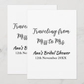 Invitation Voyager douche nuptiale ajouter nom date de manque (Devant / Derrière)