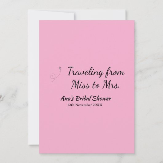 Invitation Voyager douche nuptiale ajouter nom date de manque (Devant)