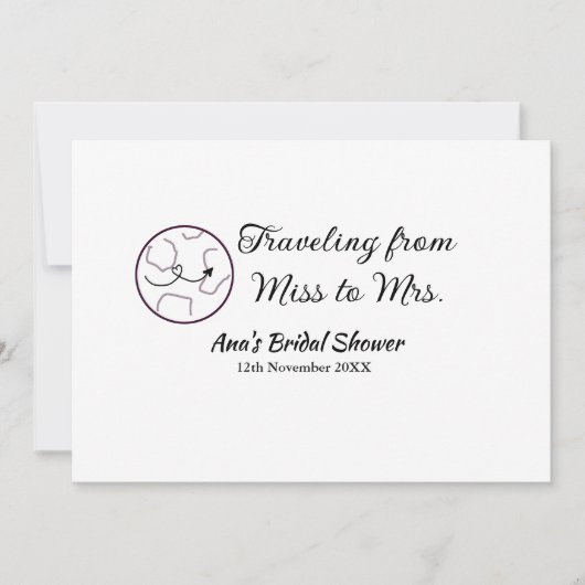 Invitation Voyager douche nuptiale ajouter nom date de manque (Devant)