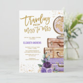 Invitation Voyager Mlle à Mme Purple Fête des mariées or (Debout devant)