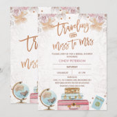 Invitation Voyager moderne Mlle à Mme Fête des mariées (Devant / Derrière)