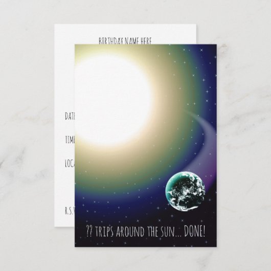 Invitation Voyages d'anniversaire personnalisés autour du sol (Devant / Derrière)