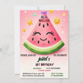 Invitation vrai rose été un dans le melon premier 1er anniver (Devant)