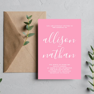 Invitation Vrai Simplicité 1 Ballet rose minimaliste Mariage