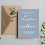 Invitation Vrai Simplicité 1 Dusty Blue Minimalist Mariage<br><div class="desc">Cette faire-part de mariage simple et magnifique est parfaite pour le minimaliste en nous tous ! Veuillez me contacter si vous désirez de l'aide pour customiser la partie texte de ce faire-part de mariage.</div>