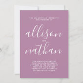 Invitation Vrai Simplicité 1 Lavender Script Mariage minimal (Devant)