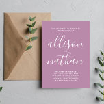 Invitation Vrai Simplicité 1 Lavender Script Mariage minimal<br><div class="desc">Cette faire-part de mariage simple et magnifique est parfaite pour le minimaliste en nous tous ! Veuillez me contacter si vous désirez de l'aide pour customiser la partie texte de ce faire-part de mariage.</div>