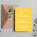 Invitation Vrai Simplicité 1 Marigold Script Mariage minimal<br><div class="desc">Cette faire-part de mariage simple et magnifique est parfaite pour le minimaliste en nous tous ! Veuillez me contacter si vous désirez de l'aide pour customiser la partie texte de ce faire-part de mariage.</div>
