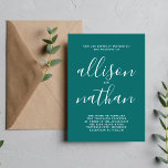 Invitation Vrai simplicité 1 Turquoise minimaliste Mariage<br><div class="desc">Cette faire-part de mariage simple et magnifique est parfaite pour le minimaliste en nous tous ! Veuillez me contacter si vous désirez de l'aide pour customiser la partie texte de ce faire-part de mariage.</div>