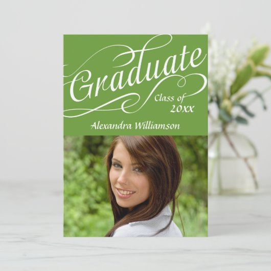 Invitation Vraiment Vert W/Script Tourbillonnant Célébrer la  (Debout devant)