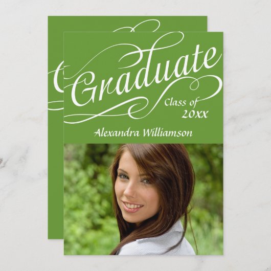 Invitation Vraiment Vert W/Script Tourbillonnant Célébrer la  (Devant / Derrière)