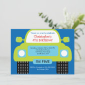 Invitation Vroom fête d'anniversaire de voiture pour des (Debout devant)