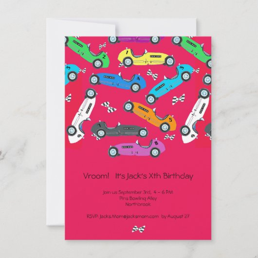 Invitation Vroom ! Voiture vintage Anniversaire Fête Invitati (Devant)