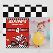 Invitation VTT motocross course garçon photo anniversaire (Devant / Derrière)