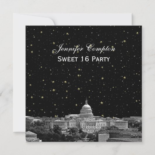 Invitation Vue de Washington DC sous les étoiles Etch DIY SQ  (Devant)