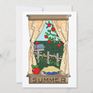 Invitation Vue depuis la fenêtre de la cuisine en été