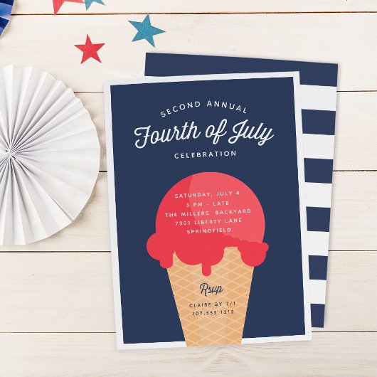 Invitation Waffle Cone 4 juillet Fête