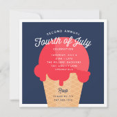 Invitation Waffle Cone 4 juillet Fête (Devant)