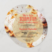 Invitation Waffle en forme de coeur glace Scooped Crème ronde (Devant / Derrière)