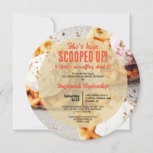 Invitation Waffle en forme de coeur glace Scooped Crème ronde