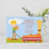 Invitation Wagon Citrouille Picking Anniversaire Fête Invitat (Debout devant)